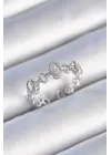  Gümüş Zirkon Taşlı Yuvarlak Zincir Model Çelik Yüzük