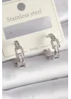 Gümüş Zirkon Taşlı Zincir Model Çelik Küpe