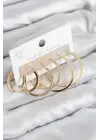 Pirinç Halka Model Gold Renk Kadın Set Küpe