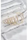 Pirinç Halka Model Gold Renk Kadın Set Küpe