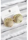 Pirinç İstiridye Model Gold Renk Kadın Küpe