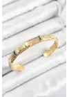 Çelik Karışık Zirkon Taşlı Çiçek Model Gold Renk Altı Açık Kadın Bileklik