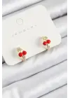 Pirinç Kiraz Model Gold Renk Çocuk Küpe