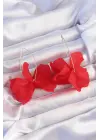  Kırmızı Renkli Flora Küpe