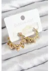 Çelik Kıvrımlı Halka Model Gold Renk Kadın Küpe