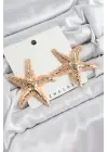 Pirinç Krem Deniz Yıldızı Model Vintage Kadın Küpe
