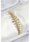 Pirinç Kurşun Model Zirkon Taşlı Gold Renk VİP Seri Kadın Bileklik