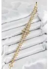 Pirinç Kurşun Model Zirkon Taşlı Gold Renk VİP Seri Kadın Bileklik