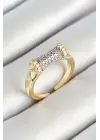 Pirinç Makara Figürlü Zirkon Taşlı Gold Renk Ayarlanabilir Kadın Yüzük