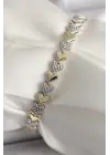 Pirinç Mix Renk Zirkon Taşlı Kalp Model VIP Seri Kadın Bileklik