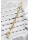 Pirinç Nazar Model Zirkon Taşlı Gold Renk VİP Seri Kadın Bileklik