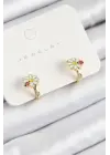 Pirinç Papatya Model Gold Renk Çocuk Küpe