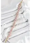 Pirinç Pembe Zirkon Taşlı Daire Baget Model Gold Renk VIP Seri Kadın Bileklik
