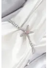 Pirinç Pembe Zirkon Taşlı Deniz Yıldızı Model Gümüş Renk Asansörlü Kadın Bileklik