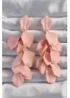  Pudra Renk Sallantılı Yaprak Model Küpe