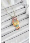 Pirinç Rainbow Balık Model Zirkon Taşlı Gold Renk Kadın Kolye