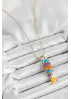 Pirinç Rainbow Balık Model Zirkon Taşlı Gold Renk Kadın Kolye