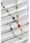 Pirinç Renkli Zirkon Taşlı Model Gold Renk Kadın Y Kolye