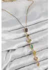 Pirinç Renkli Zirkon Taşlı Model Gold Renk Kadın Y Kolye
