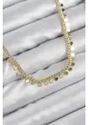 Pirinç Sıralı Pul Zincir Model Gold Renk Kadın Kolye