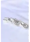  Taşlı Gümüş Oval Çoklu Küpe