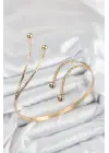 Pirinç Topcuk Model Gold Renk Kadın Pazu Bileklik
