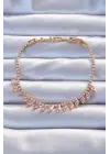 Pirinç Vip Seri Altın Renk Pembe Zirkon Taşlı Bileklik