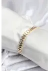 Pirinç VIP Seri Gold Renk Sıralı Arpa Model Kadın Bileklik