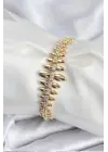 Pirinç VIP Seri Gold Renk Sıralı Damla Model Kadın Bileklik