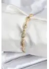 Pirinç VIP Seri Gold Renk Sıralı Damla Model Kadın Bileklik