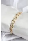 Çelik VIP Seri Gold Renk Sıralı Halka Model Kadın Bileklik