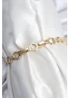 Çelik VIP Seri Gold Renk Sıralı Halka Model Kadın Bileklik