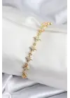 Pirinç VIP Seri Gold Renk Sıralı Kutup Yıldızı Kadın Bileklik