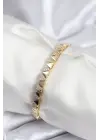 Pirinç VIP Seri Gold Renk Sıralı Üçgen Model Kadın Bileklik