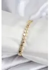 Pirinç VIP Seri Gold Renk Sıralı Yıldız Model Kadın Bileklik
