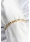 Pirinç VIP Seri Gold Renk Zincir Model Kalpli Zirkon Taşlı Kadın Bileklik