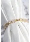 Pirinç VIP Seri Gold Renk Zirkon Taşlı Kadın Bileklik