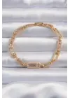 Pirinç Vip Seri Gold Renk Zirkon Taşlı Messika Model Bileklik