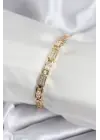Çelik VIP Seri Gold Renk Zirkon Taşlı Model Kadın Bileklik