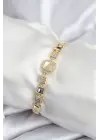 Pirinç VIP Seri Gold Renk Zirkon Taşlı Model Kadın Bileklik