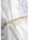 Çelik VIP Seri Gold Renk Zirkon Taşlı Model Kadın Bileklik