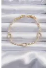 Pirinç Vip Seri Gold Renk Zirkon Taşlı Su Yolu Tasarımlı Kalp Bileklik