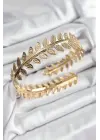 Pirinç Yaprak Model Gold Renk Kadın Pazu Bileklik