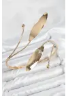 Pirinç Yaprak Model Gold Renk Kadın Pazu Bileklik