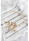 Pirinç Yaprak Model Gold Renk Kadın Pazu Bileklik