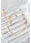 Pirinç Yaprak Model Gold Renk Kadın Pazu Bileklik