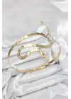 Pirinç Yılan Model Gold Renk Kadın Pazu Bileklik