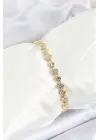 Pirinç Yonca Model Zirkon Taşlı Gold Renk VİP Seri Kadın Bileklik