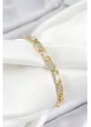 Pirinç Zincir Model Zirkon Taşlı Gold Renk VİP Seri Kadın Bileklik