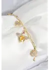 Pirinç Zirkon Taşlı Arı Model Gold Renk Kadın Bileklik